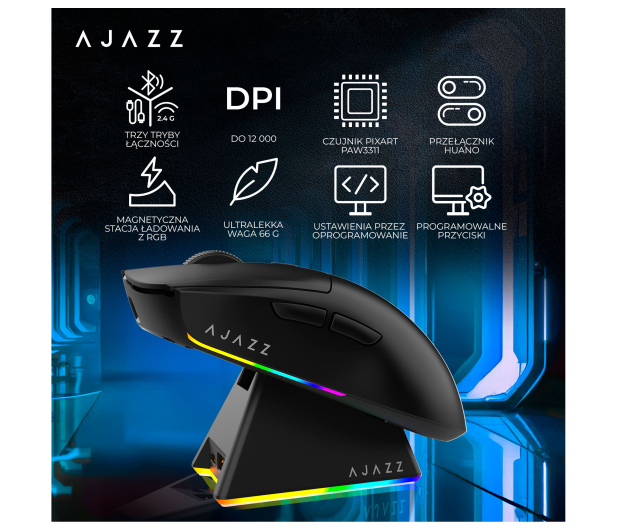 Ajazz AJ139 V2 MC 3311 ze stacją dokującą czarna - 1536392 - zdjęcie 14
